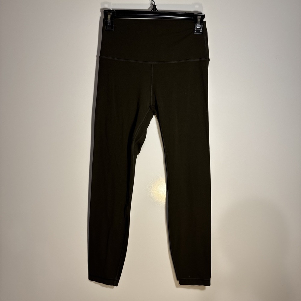 lululemon Olive Ankle Leggings High Rise Size 6 Nylon Lycra Stretch Yoga